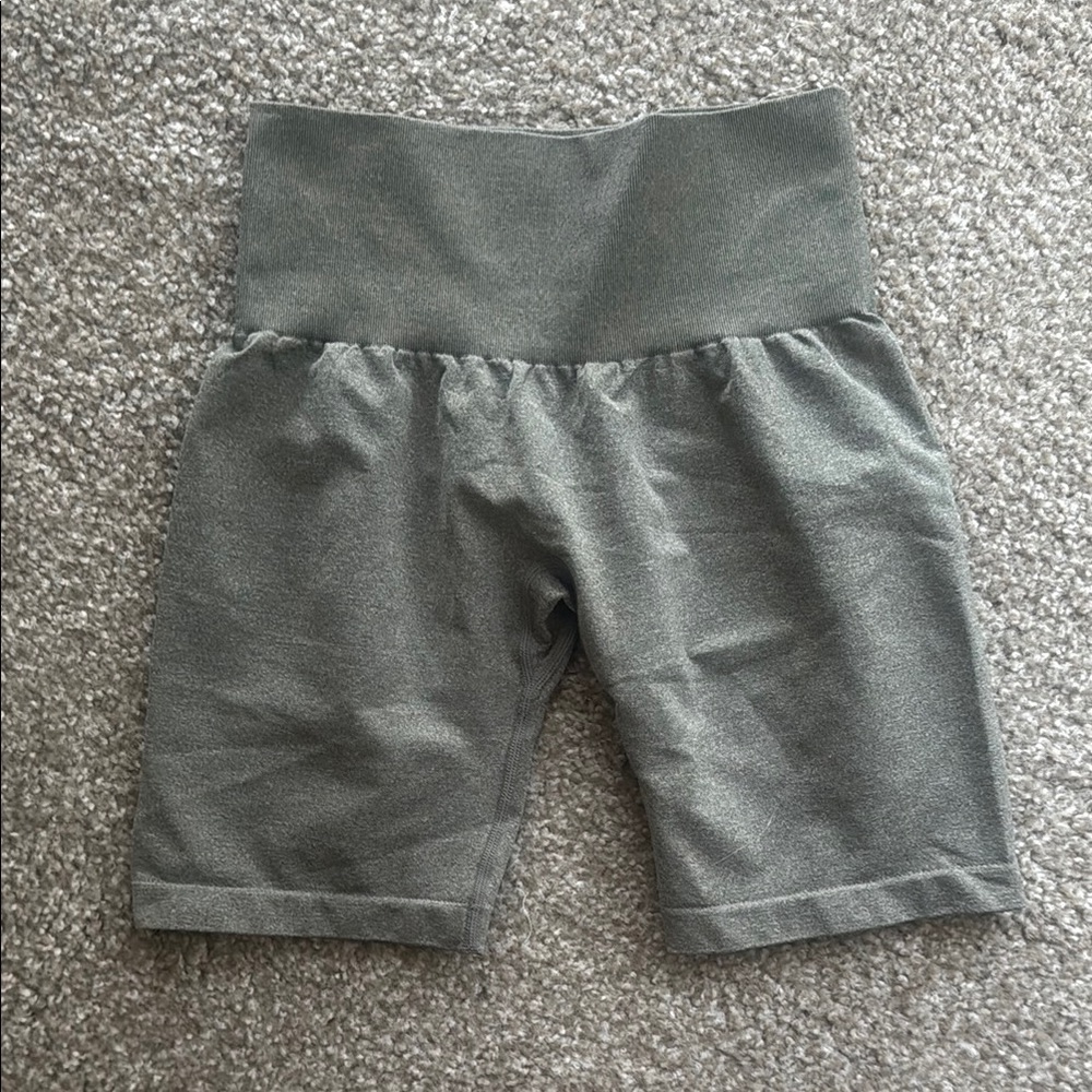 NVGTN Khaki Seamless Shorts with Booty Contour